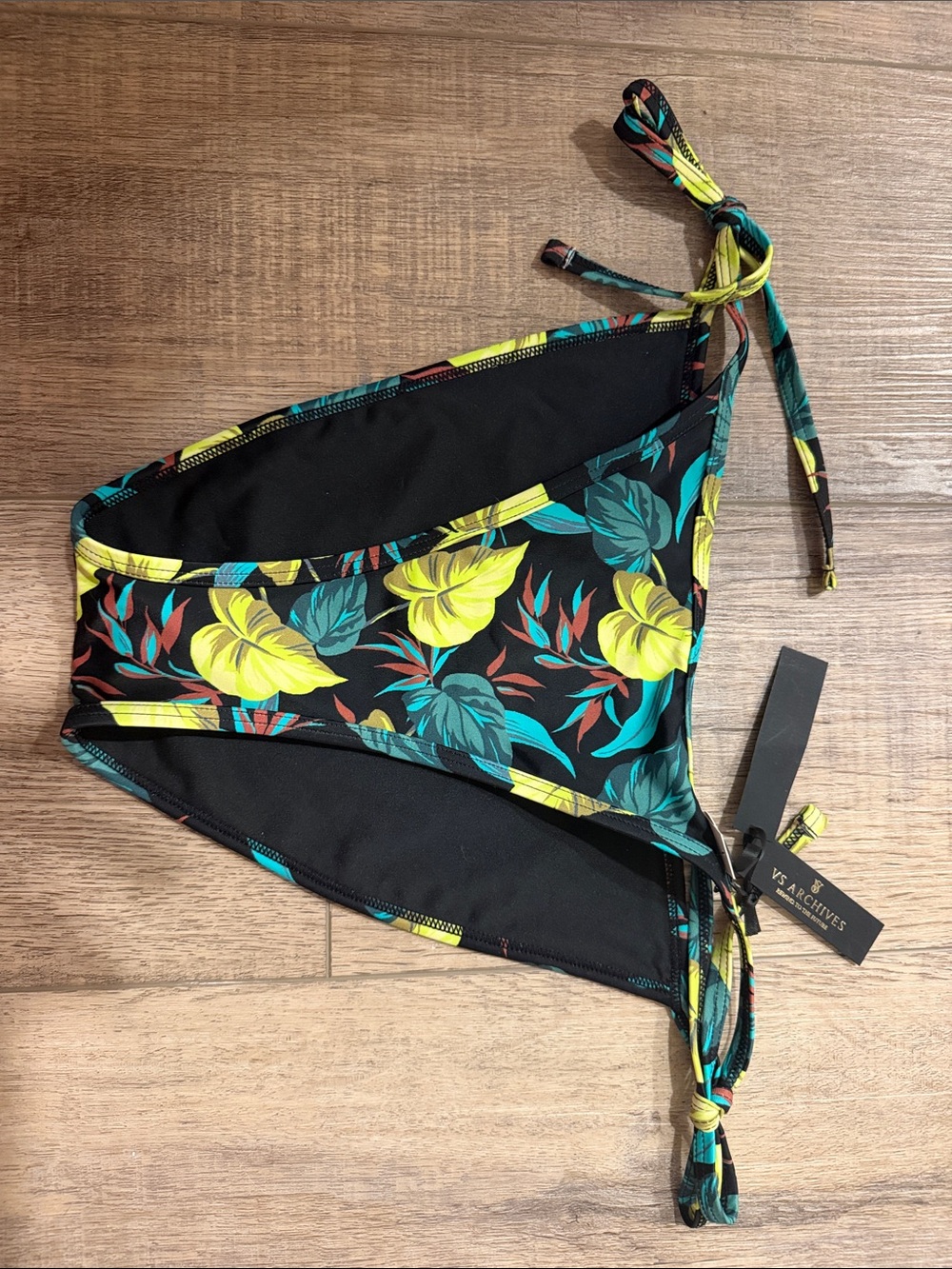 Victoria's Secret Womens Black Bikini Set Lime & Teal Tropical Print 34DD Medium - Picture 6 of 7